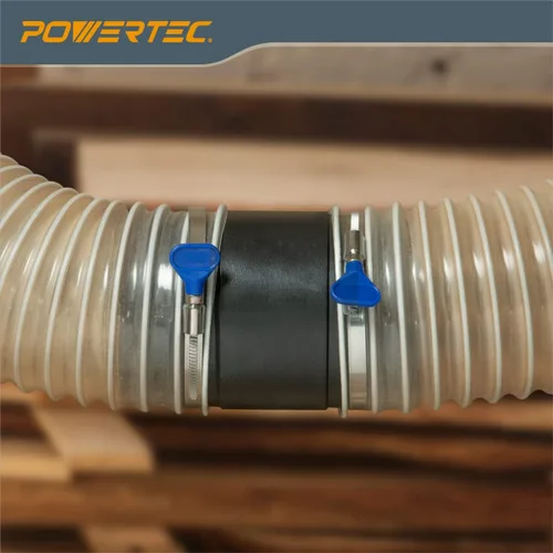 Vista 3 de POWERTEC 70123 Conector de manguera de polvo de 4 pulgadas con adaptador de empalme de conexión rápida, plástico ABS, 1 paquete