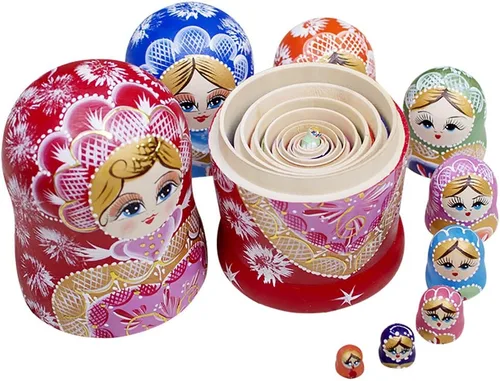 Vista 2 de Muñecas de anidación rusas para niños Matryoshka Doll 10pcs Handmade1051