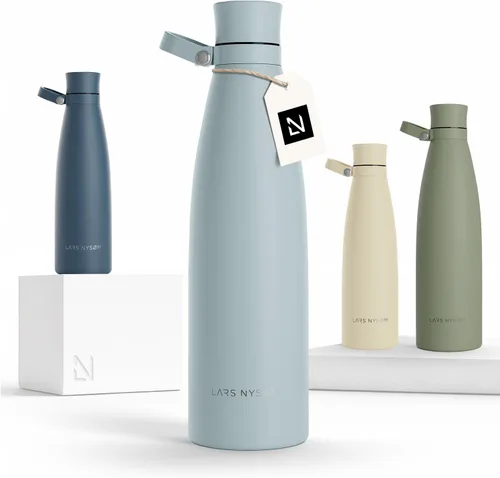Vista 29 de LARS NYSØM Botella de agua aislada de acero inoxidable de 25 onzas, 34 onzas, frasco térmico aislado para bebidas calientes y frías, botella a Beige