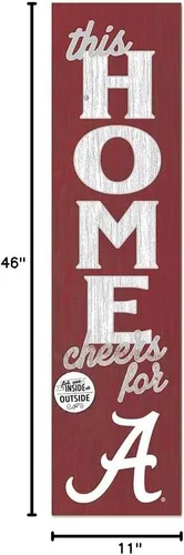 Vista 3 de KH Sports Fan Letrero de Alabama Crimson Tide This Home Cheers for Porch Leaner, 11 x 46 pulgadas, carmesí de marea carmesí; muestra tu espíritu