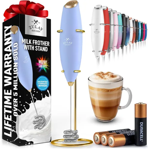 Vista 612 de Zulay Milk Boss Espumador de leche potente manual, hace espuma para latte, batidor para mezclar bebidas, café, miniespumador para capuchino, frappé