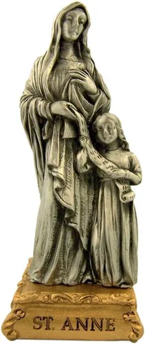 Vista 6 de Estatua de estatua de estatua de peltre de Nuestra Señora de Gracia sobre base de tono dorado, 4 1/2 pulgadas