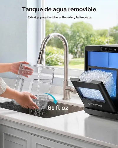 Vista 5 de EUHOMY Nugget - Encimera para hacer hielo, 40 libras/24 horas, lista en 7