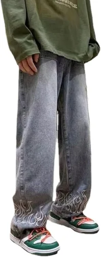Vista 5 de Y2K - Pantalones de mezclilla holgados Flame Emo Cyber Cargo Grunge Vintage Demin Ropa estética Hiphop gótico Jogger Pantalones deportivos