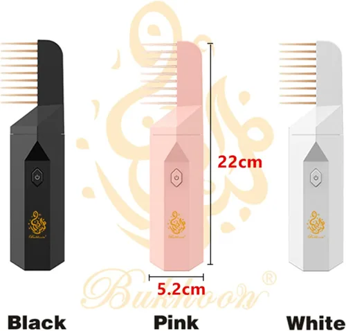 Vista 7 de Quemador de incienso árabe, peine electrónico portátil Bakhoor, difusor de aroma musulmán de Ramadán, soporte recargable por USB (negro)