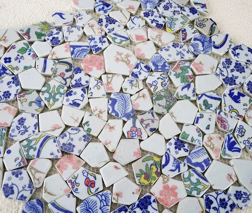 Vista 2 de Lanyani Azulejos de Porcelana de Cerámica Rota para Manualidades de Mosaico Azulejos de Mosaico de Plato de China Azul y Blanco Esmaltados