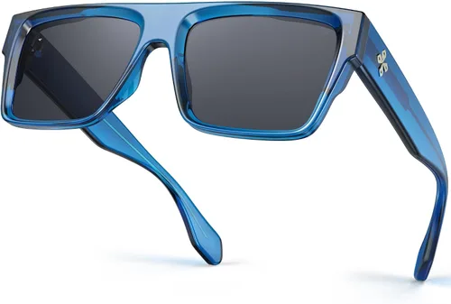 Vista 12 de VISOONE Oversized Square Flat Top Sunglasses Women Men Negro/Gris Profundo