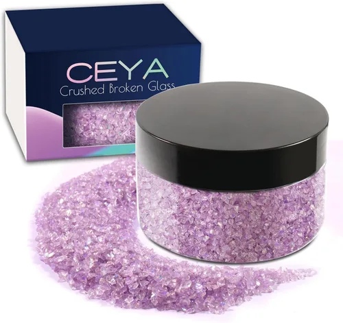 Vista 18 de Ceya - Conjunto de purpurina de vidrio irregular triturado en 32 colores, 640g/ 22.6 oz, chips de cristal metálico roto de 2-4mm, purpurina gruesa