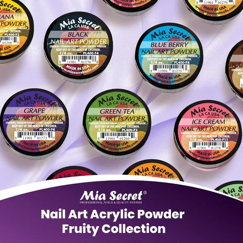 Vista 5 de Mia Secret - Polvo acrílico para uñas (12 unidades), colección frutal