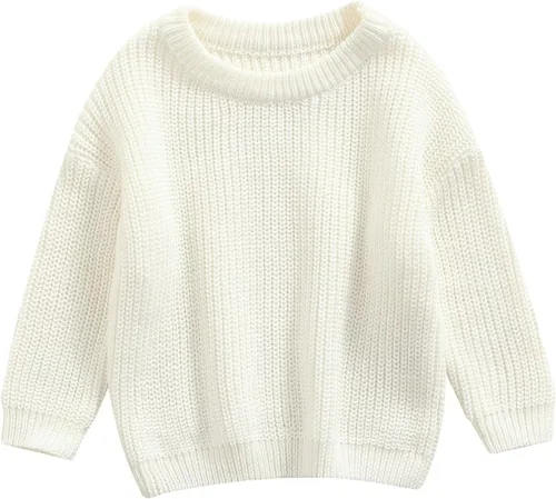 Vista 32 de Karwuiio Suéter de punto para bebé, niña, niño, cuello redondo, manga larga, sudadera para otoño e invierno A-gris