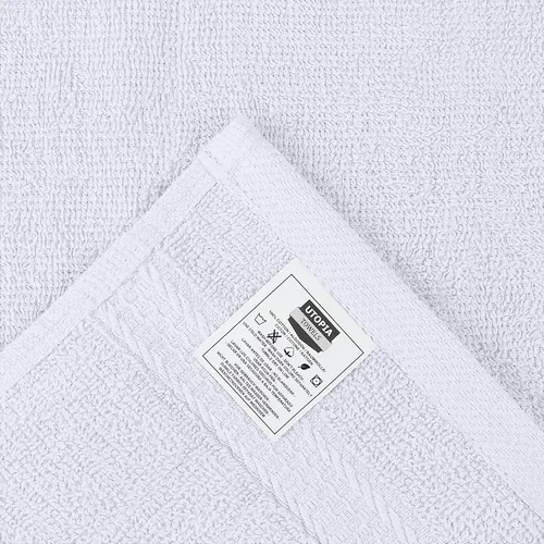 Vista 2 de Paños Utopia Luxury de 100% algodón ringspun y de cuidado fácil para máxima suavidad y absorción. Paquete de 12 (13 in x 13 in)