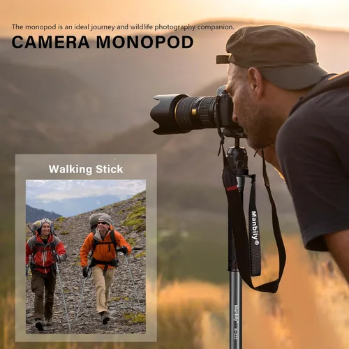 Vista 6 de Manbily Monopod de cámara de 65 pulgadas, monopie de viaje de aluminio de 5 secciones para cámaras réflex digitales Canon, Nikon, Sony, videocámara