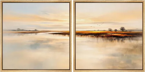 Vista 17 de SIGNFORD Impresión en Lienzo Enmarcado Arte de Pared Art Nouveau Lago de Cisnes Elegantes Ilustraciones de Aves Acuáticas Moderno Boho Naturaleza