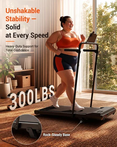 Vista 5 de MJWW Walking Pad, Auto Incline, 3.0HP, 300lb, Under-Desk, Remote LED Negro azul