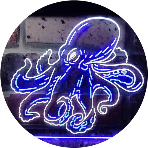 Vista 18 de ADVPRO Octopus Ocean Display Room Dual Color LED Neon Sign Azul y Rojo 12 x 8 pulgadas st6s32-i3734-br