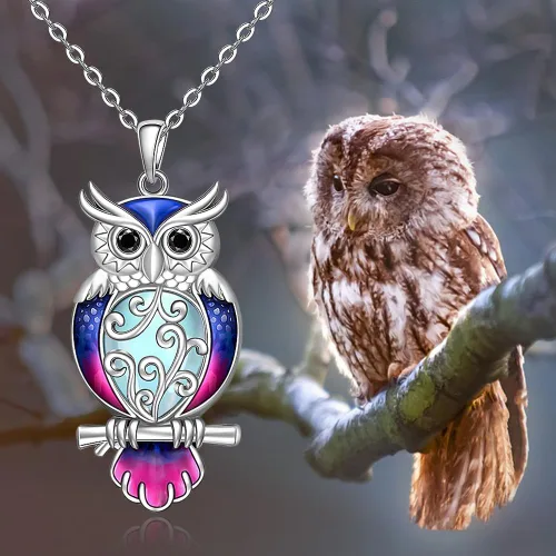 Vista 9 de Flamingo Necklace Halloween Skeleton Cat Necklace Turtle Axolotl Hummingbird Necklaces for Women 925 Sterling Silver Cute Animal Jewelry Christmas