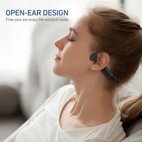 Vista 2 de Auriculares de conducción ósea Bluetooth 5.4, inalámbricos con micrófono, deportivos IPX6 impermeables, tiempo de reproducción de 12 horas