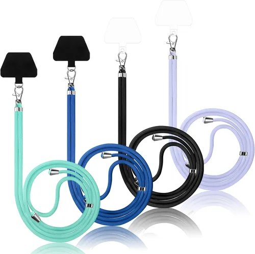 Vista 17 de Weewooday 4 piezas de cordón para teléfono con correa cruzada universal para teléfono celular, cordón para el cuello con parche para mujeres, Negro
