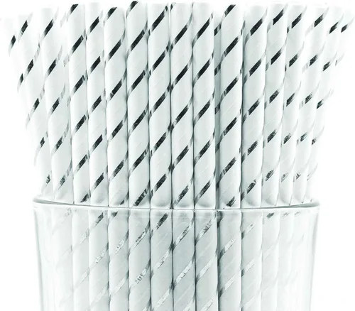 Vista 64 de Paquete de 300 pajitas de papel biodegradables de 4 capas de espirales azul cielo (compostables, no tóxicas, sin BPA)