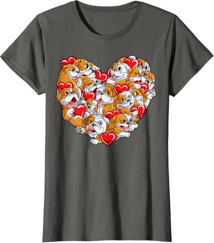 Vista 7 de Camiseta inglesa para el día de San Valentín con diseño de corazón y perro amante de los niños Negro