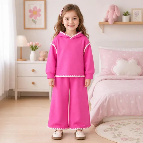Vista 3 de Conjunto de sudadera para niñas pequeñas de 2 a 5 años Rosa fuerte