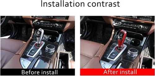 Vista 3 de YIWANG 100% fibra de carbono real de la perilla de la palanca de cambios roja para BMW F20 F30 F31 F34 X5 F15 X6 F16 X3 F25 X4 F26 F10