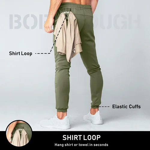 Vista 3 de Born Tough Pantalones deportivos ajustados para hombre, pantalones deportivos de entrenamiento para culturismo, gimnasio, pantalones de correr