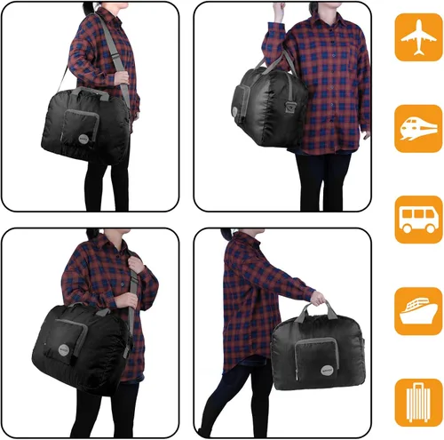 Vista 5 de WANDF - Bolsos de lona plegable en tamaños de 16 a 22 pulgadas y con volúmenes de entre 5.28 a 13.2 galones para viajar, llevar al gimnasio
