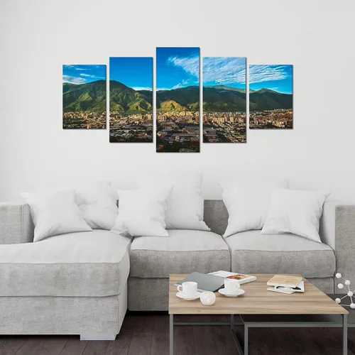 Vista 3 de HPUXSYIO Art - Póster artístico de pared de 5 piezas, arte de paisaje, Parque Nacional El Ávila, pintura en lienzo, póster de arte de pared