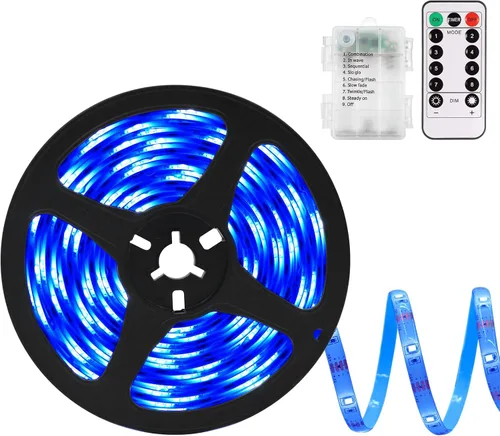 Vista 12 de echosari Tira de luces operadas por batería, 16.5 pies, 150 LED 2835 SMD, tiras de luces para armario con control remoto para dormitorio, cocina