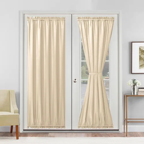 Vista 96 de Cortinas para puerta francesa, color aguamarina, 24 pulgadas de ancho x 40 pulgadas de largo, 1 panel Bolsillo para barra, semitransparente