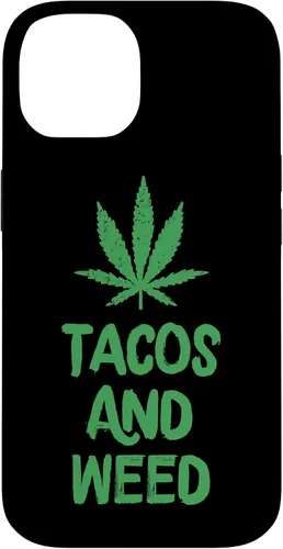 Vista 4 de Carcasa divertida para iPhone 16 Tacos y marihuana de marihuana envejecida