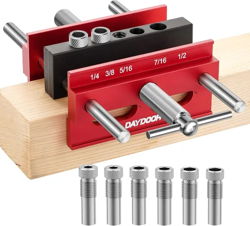 Vista 9 de DAYDOOR - Plantilla de taco autocentrante de 2.1", plantilla universal para tacos y guía de taladro para carpintería, kit completo con 6 bujes