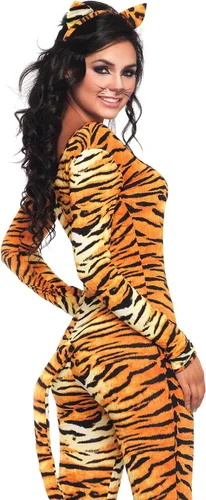 Vista 3 de Leg Avenue - Disfraz de la tigresa salvaje, de 2 piezas, para mujer. Naranja/Negro