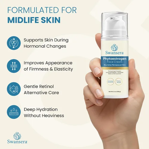 Vista 5 de Phyto Estrogen Crema facial para mujeres, hidratante hidratante, crema de estrógeno a base de plantas con ñame silvestre, bakuchiol, péptidos