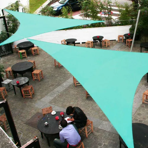 Vista 7 de E&K Sunrise - Toldo impermeable triangular de 5 x 5 x 5 pies, para exteriores, con bloqueo UV, para pérgola, patio, jardín, terraza, 1 pieza Turquesa