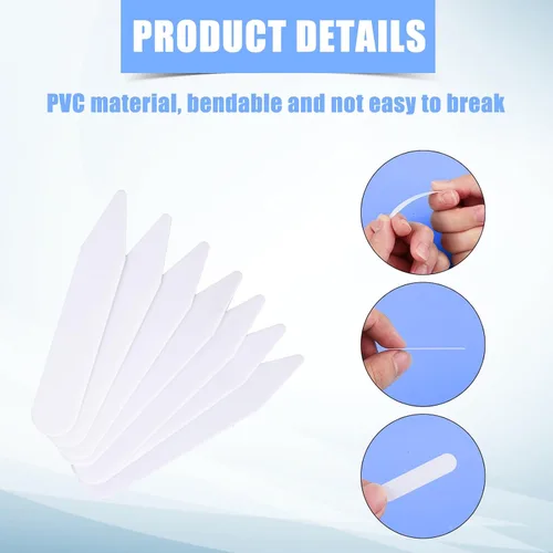 Vista 4 de Gosknor 90 piezas de insertos de camisa de vestir, refuerzos de camisa de plástico invisibles, insertos de polo flexibles, soporte de camisa