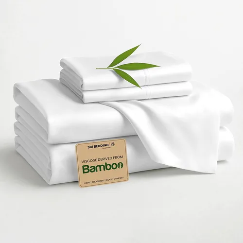 Vista 13 de SGI bedding Juego de sábanas tamaño matrimonial de lujo de 4 piezas, 100% viscosa de bambú cultivada orgánicamente, ultra suave, refrescante