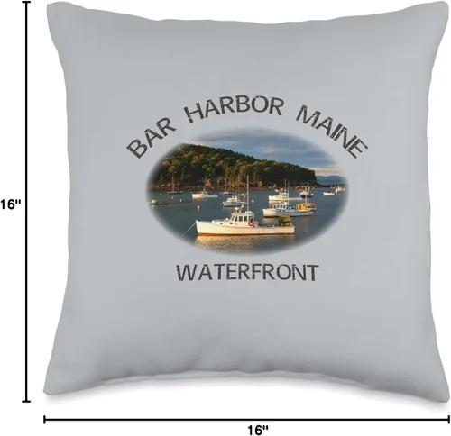 Vista 4 de Scenic Maine Apparel Bar Harbor, Maine Waterfront Souvenir Pillow - 16 x 16 pulgadas, multicolor