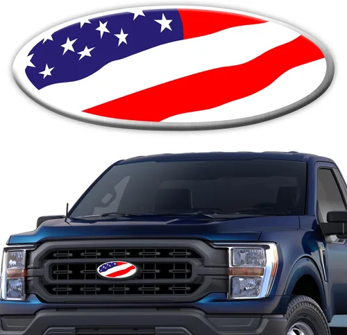 Vista 8 de Emblema para portón trasero para Ford F150 F250 F350 Bandera Americana Negra de 9 Pulgadas Emblema para parrilla delantera para emblemas de Ford