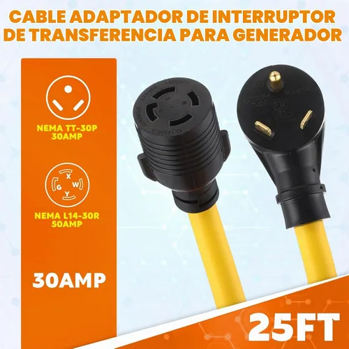 Vista 2 de Kanayu Cable adaptador de interruptor de transferencia de generador NEMA TT