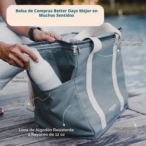 Vista 4 de Nook Theory Bolsa de comestibles reutilizable con aislamiento, a prueba de fugas, bolsa enfriadora grande