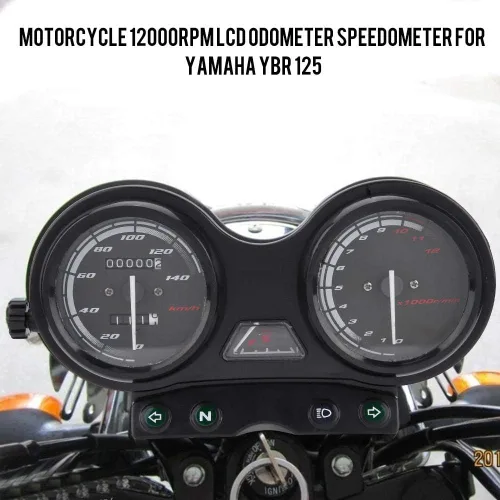 Vista 3 de Acouto Velocímetro de motocicleta Negro, DC 12V motocicleta motocicleta 12000RPM LCD odómetro velocímetro apto para YBR 125