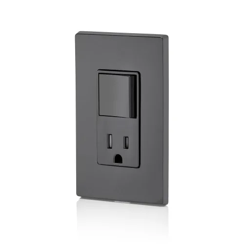 Vista 4 de Leviton interruptor resistente con combinación de botón y enchufe NEMA, T5625-E