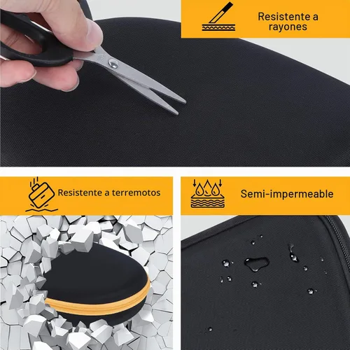 Vista 7 de Lebakort Funda de almacenamiento compatible con auriculares DEWALT resistentes 2 en 1 con banda para el cuello (funda negra)