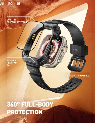 Vista 3 de SUPCASE Funda para Apple Watch Ultra con correa (Unicorn Beetle Pro), [2 protectores de pantalla] [protección contra caídas de grado militar] Funda