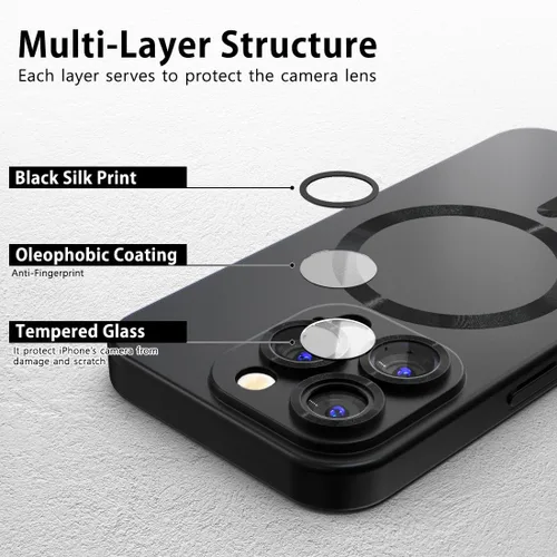 Vista 3 de Funda magnética para iPhone 15 Pro Max, funda magnética delgada metálica mate TPU [compatible con accesorios Magsafe], protector de pantalla