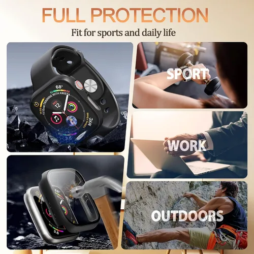 Vista 3 de Juego de 2 fundas de PC duro para Apple Watch SE 3 (2025) / SE2 / SE / Series 6/5/4, protector de pantalla de 40 mm, con protector de pantalla