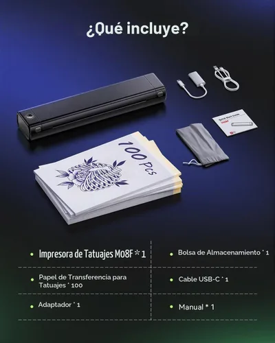Vista 7 de Phomemo Impresora de plantillas de tatuaje M08F, Bluetooth, con papel de Negro