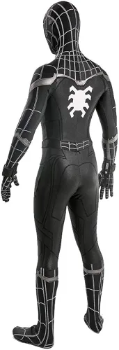 Vista 3 de EOILFM Disfraz de superhéroe de Halloween para hombre, cosplay, traje negro, enterizo Zentai para juegos de simulación para niños y adultos